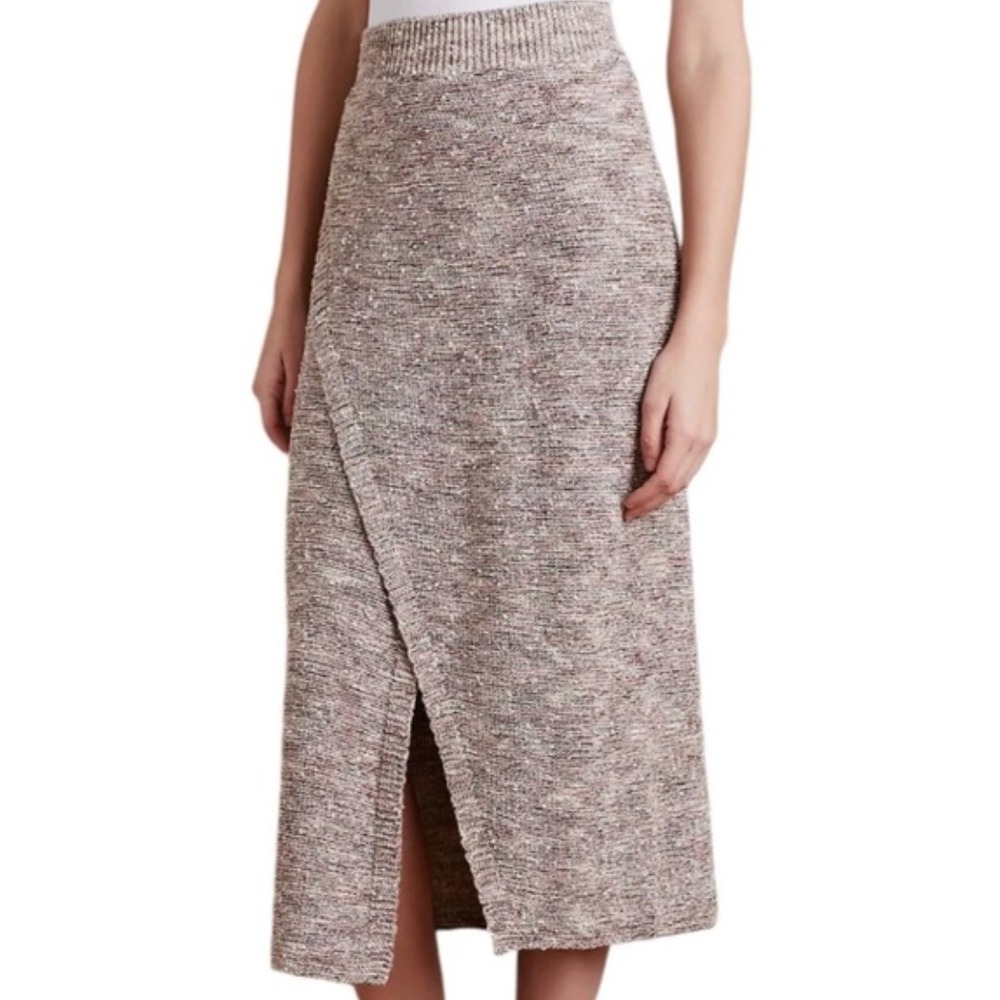 NWT Anthropologie Moth Chunky Knit Maxi Skirt XS Brown Faux Wrap Boucle Boho
